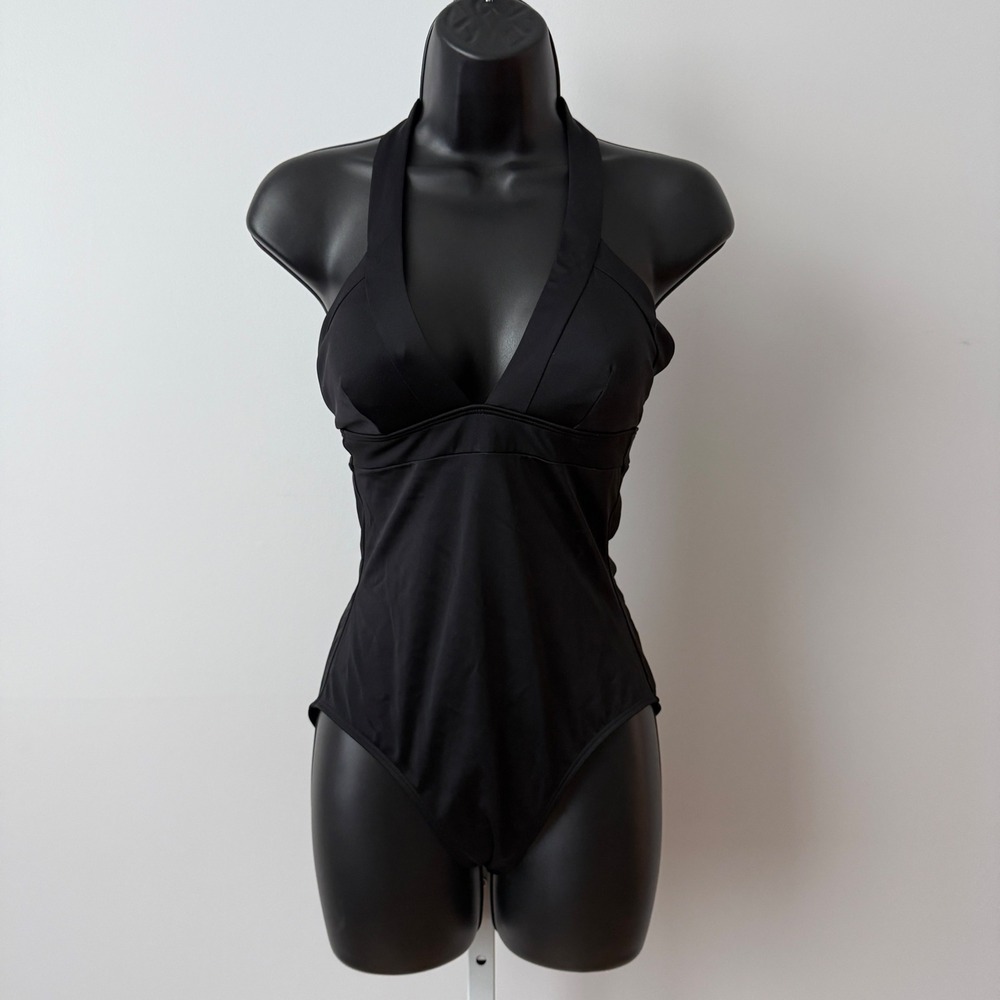 Boden sz 2 Black Halter Neck One Piece Swimsuit Resortwear Vacation